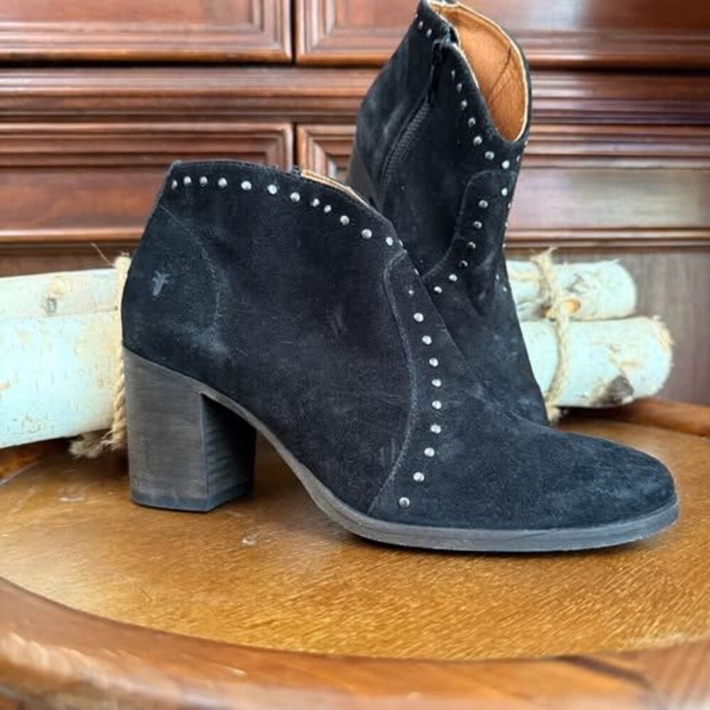 Frye Nora Stud Zip suede booties